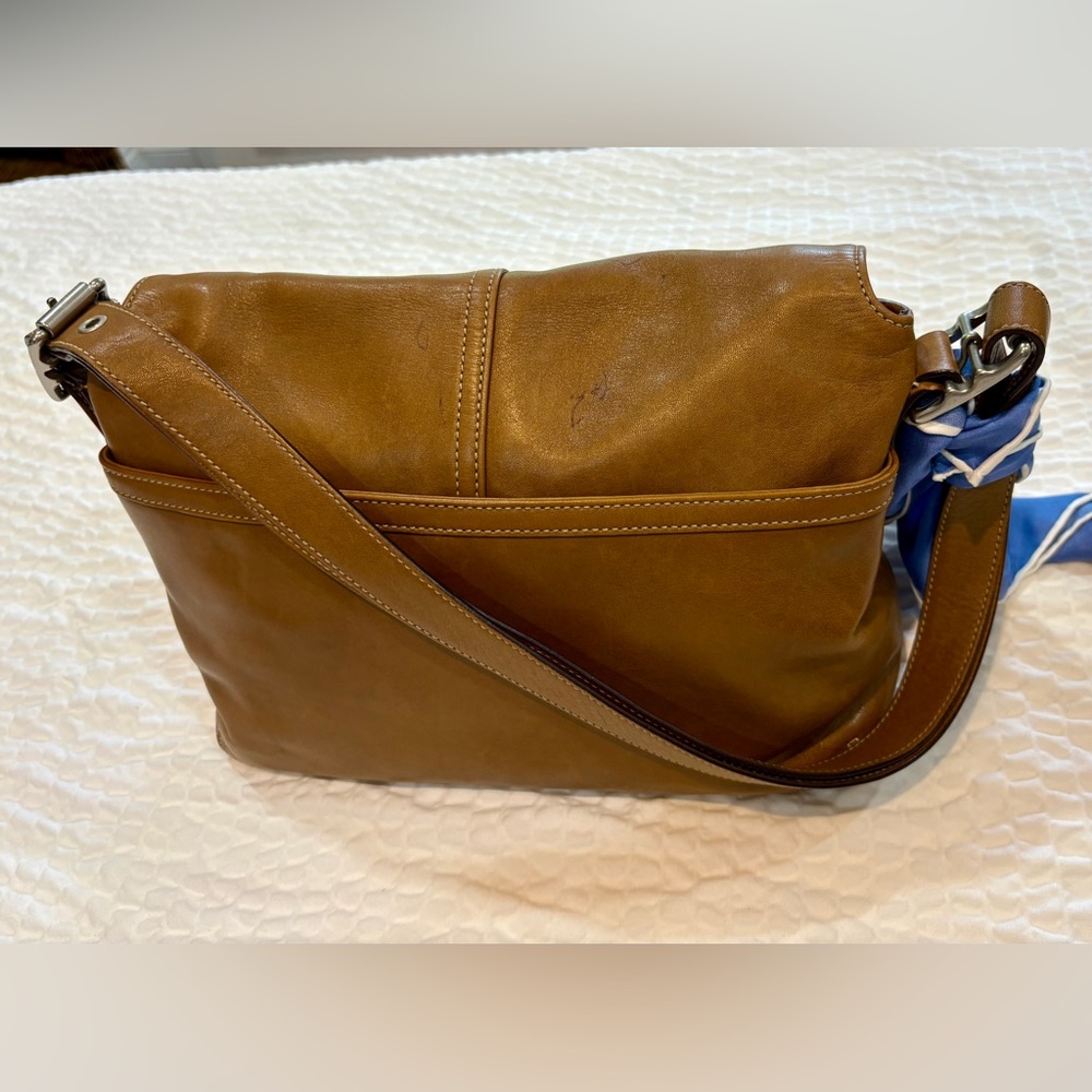 COACH Vintage Hampton Shoulder Crossbody Bag  Pretty & 100% Silk Scarf  Y2K 💙👜🤩 - Picture 9 of 14